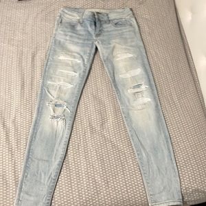 American Eagle low rise distressed skinny jeans